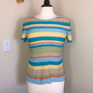 Nylon Blend Short Sleeved Sweater